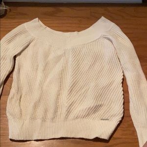 Off the shoulder cream sweater
